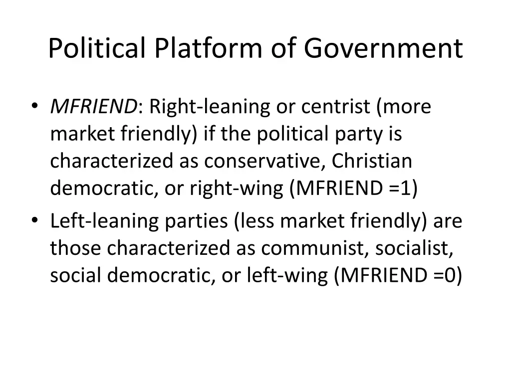 political platform of government