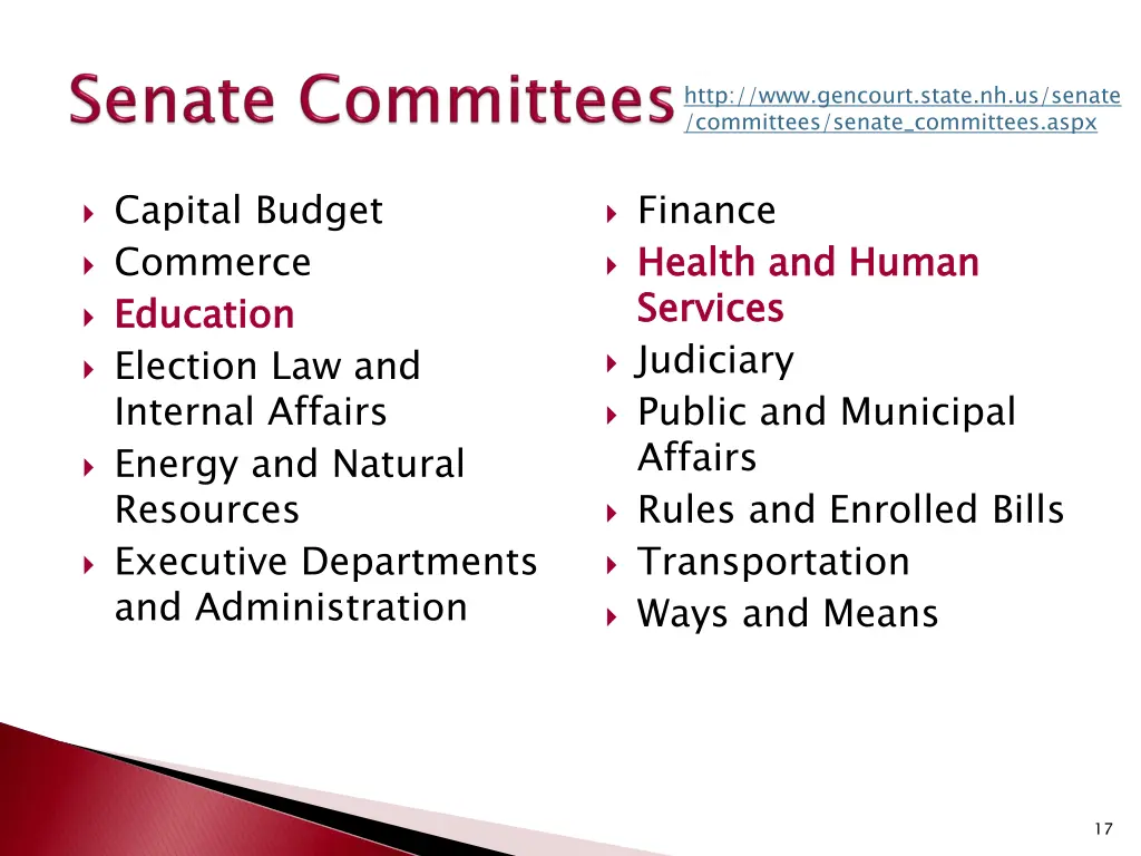 http www gencourt state nh us senate committees