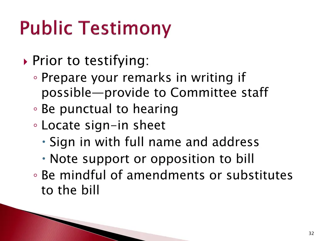 prior to testifying prepare your remarks