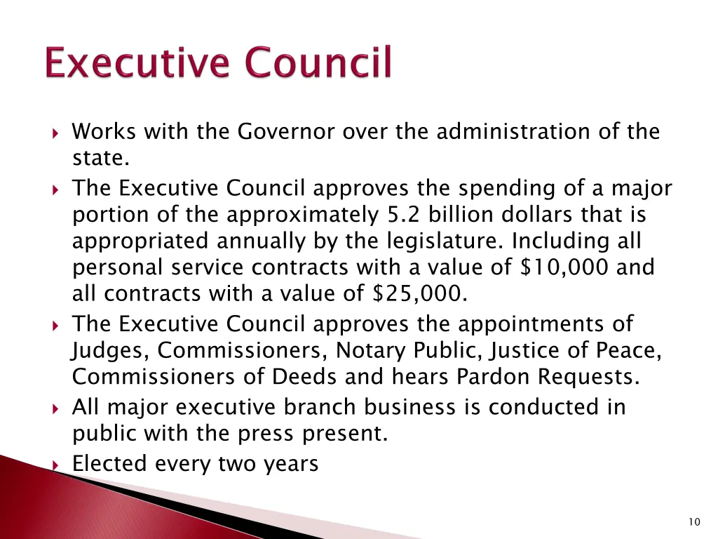 works with the governor over the administration