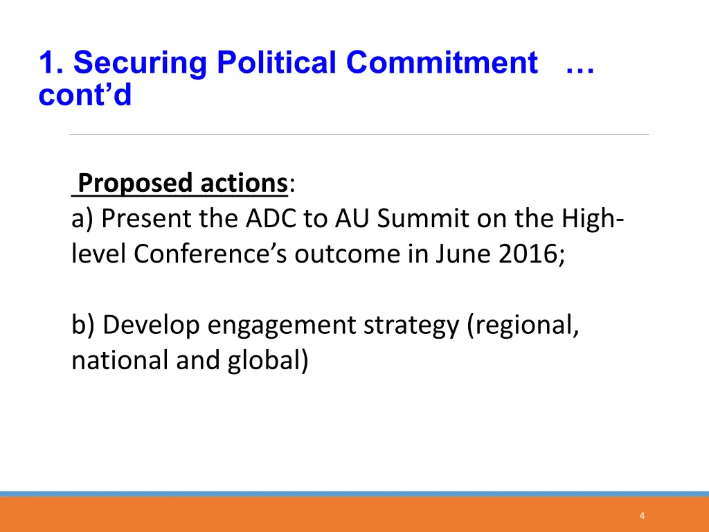 1 securing political commitment cont d