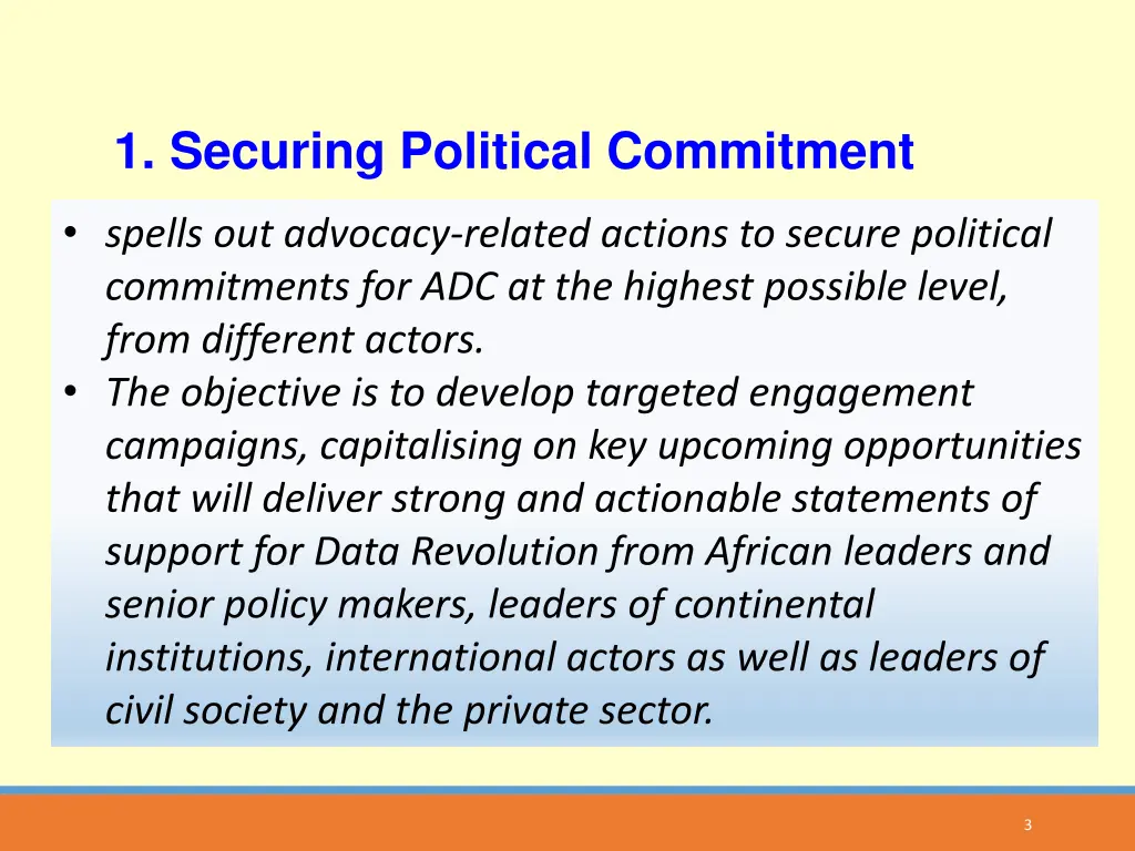 1 securing political commitment