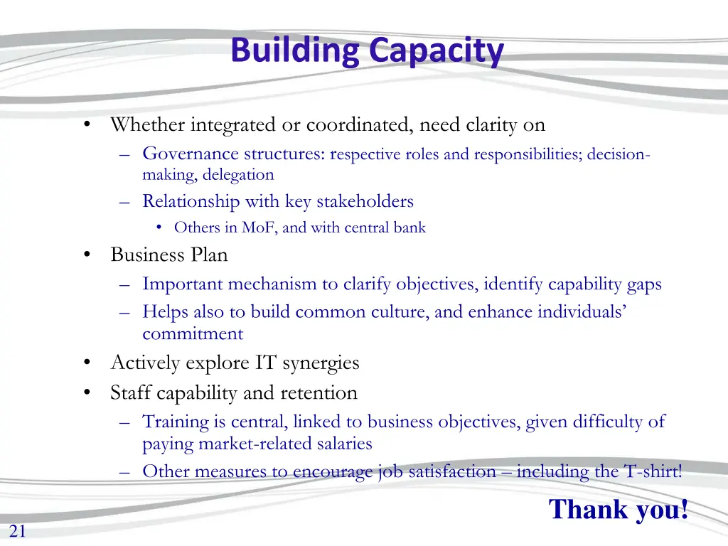 building capacity