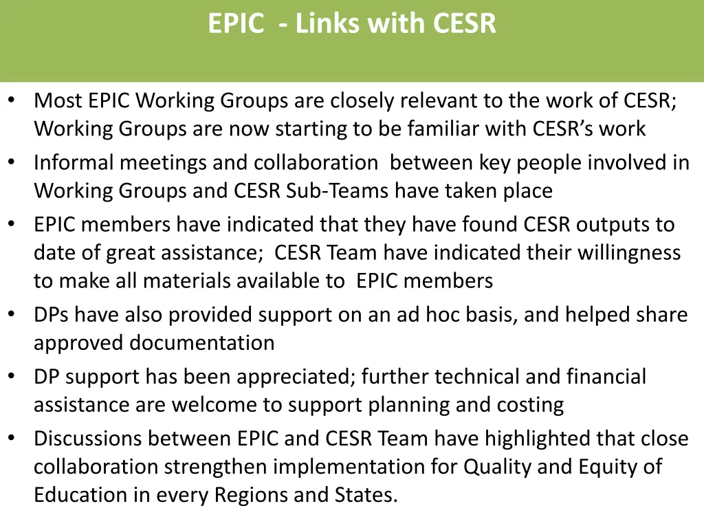 epic links with cesr