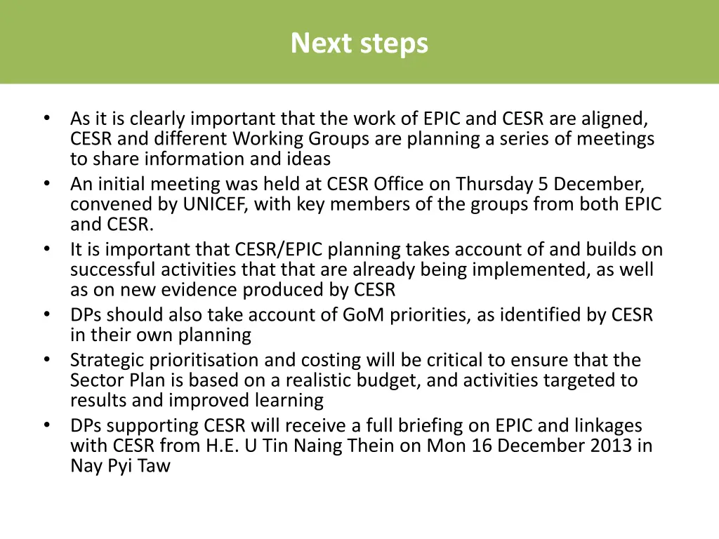 next steps