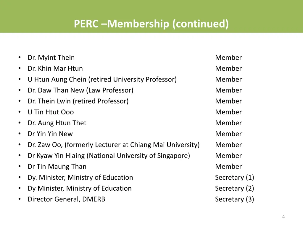 perc membership continued