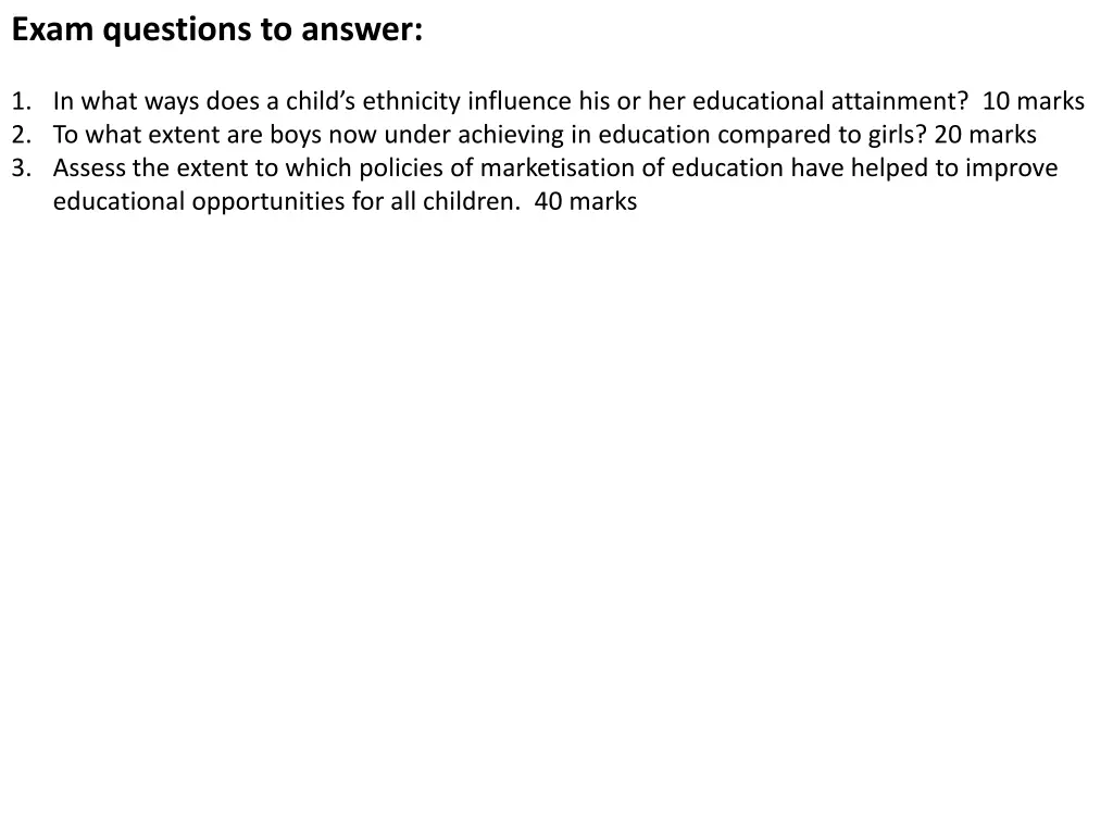 exam questions to answer
