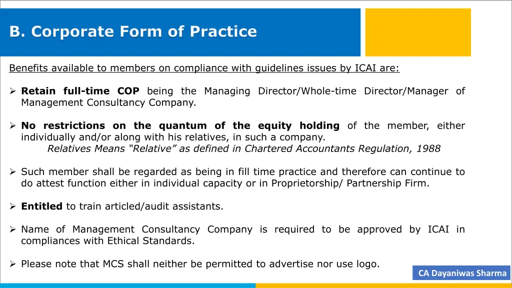 b corporate form of practice 1