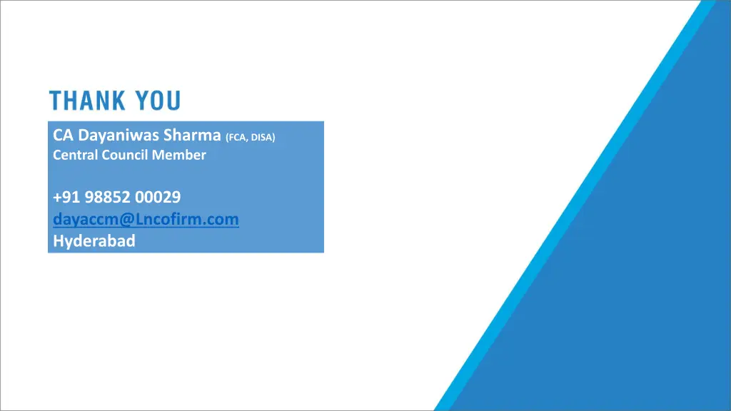ca dayaniwas sharma fca disa central council