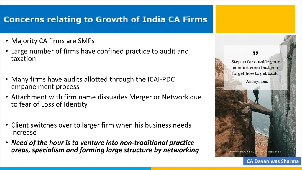 concerns relating to growth of india ca firms