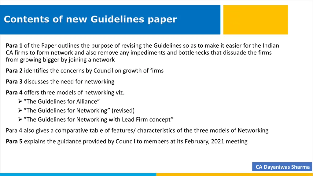 contents of new guidelines paper
