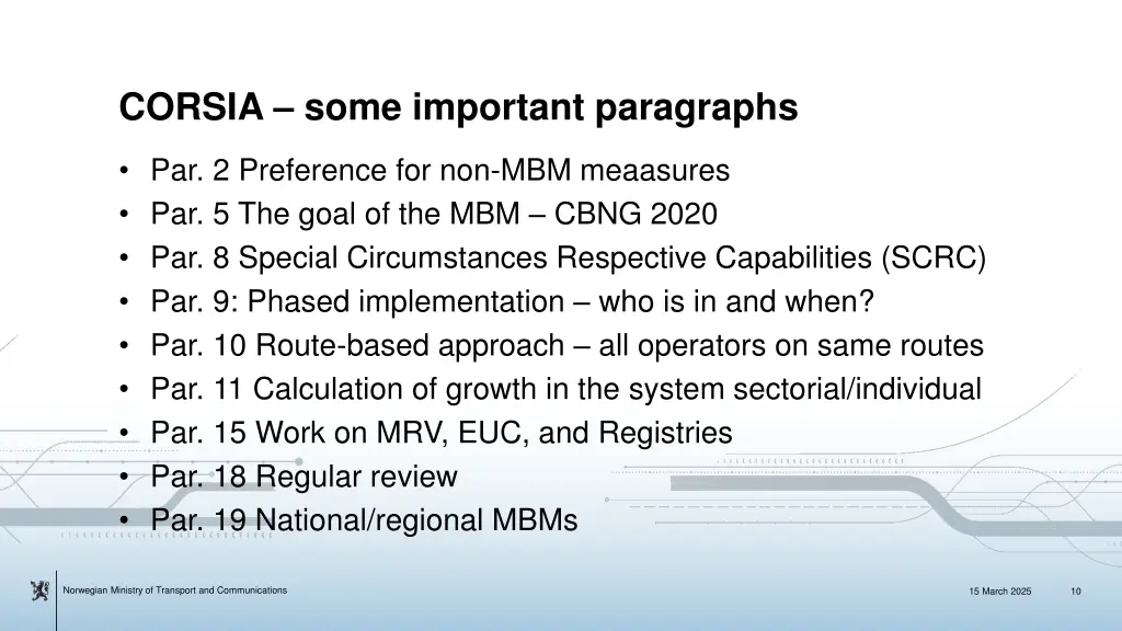 corsia some important paragraphs