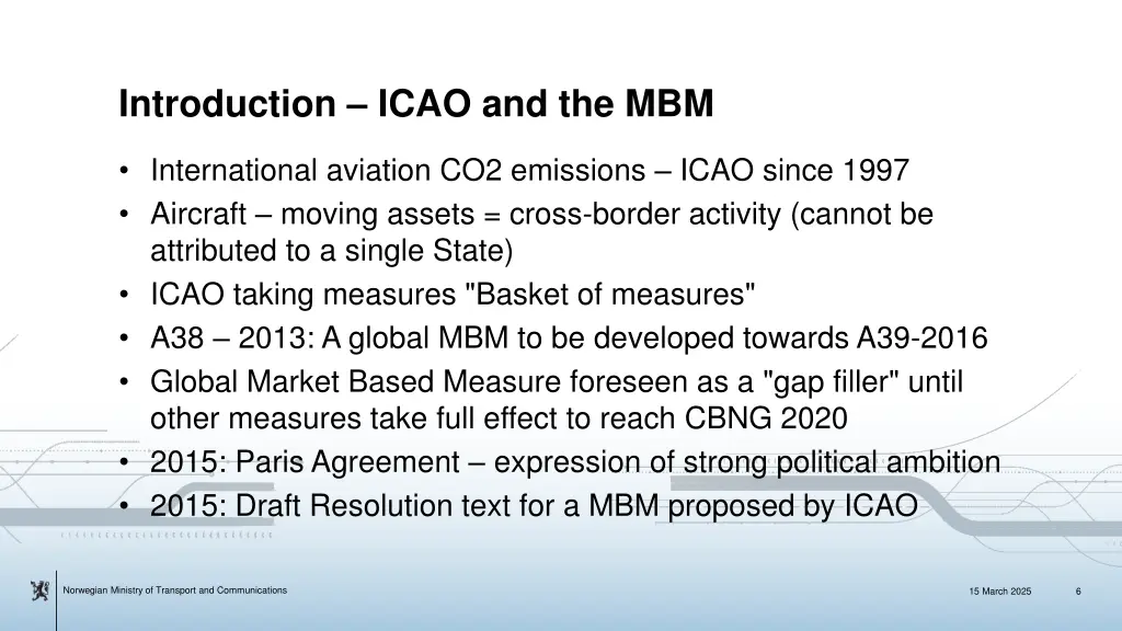 introduction icao and the mbm