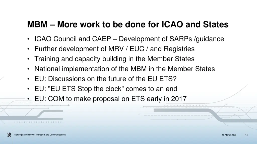 mbm more work to be done for icao and states