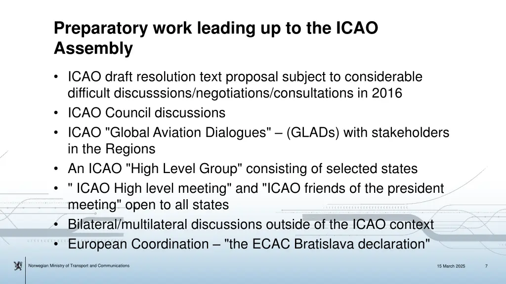 preparatory work leading up to the icao assembly