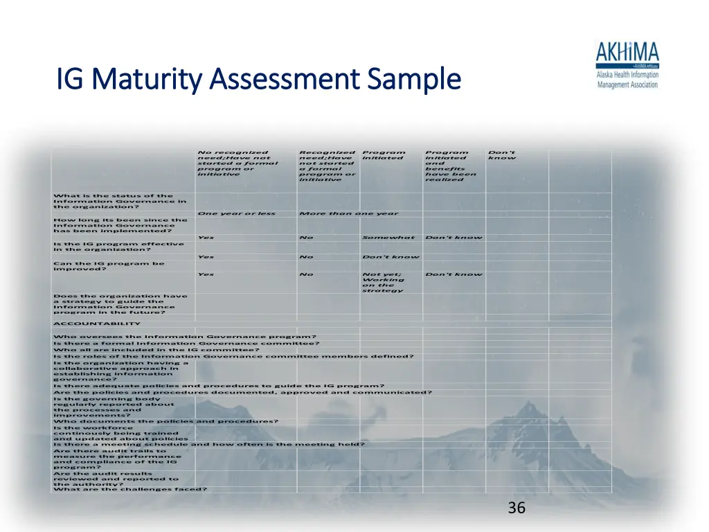 ig maturity assessment sample ig maturity