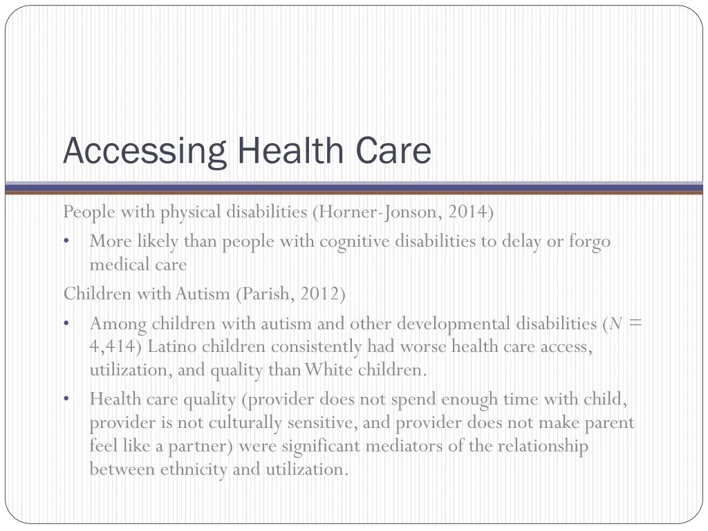 accessing health care