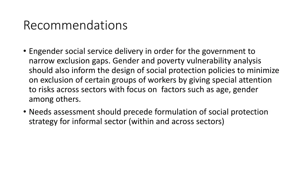 recommendations