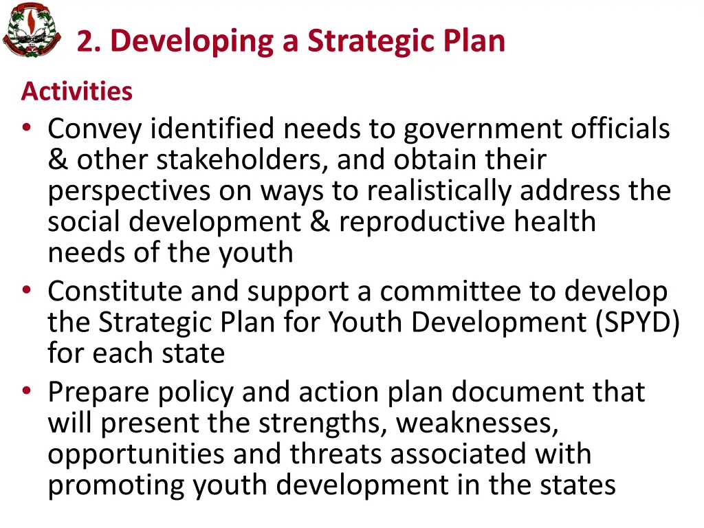2 developing a strategic plan