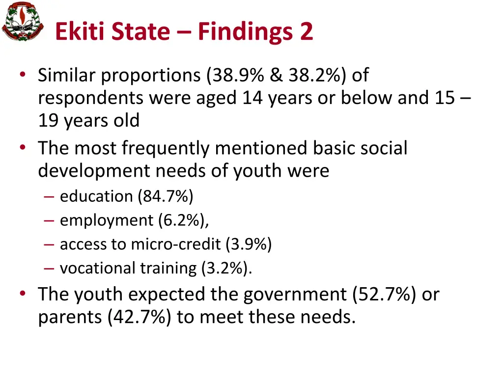 ekiti state findings 2