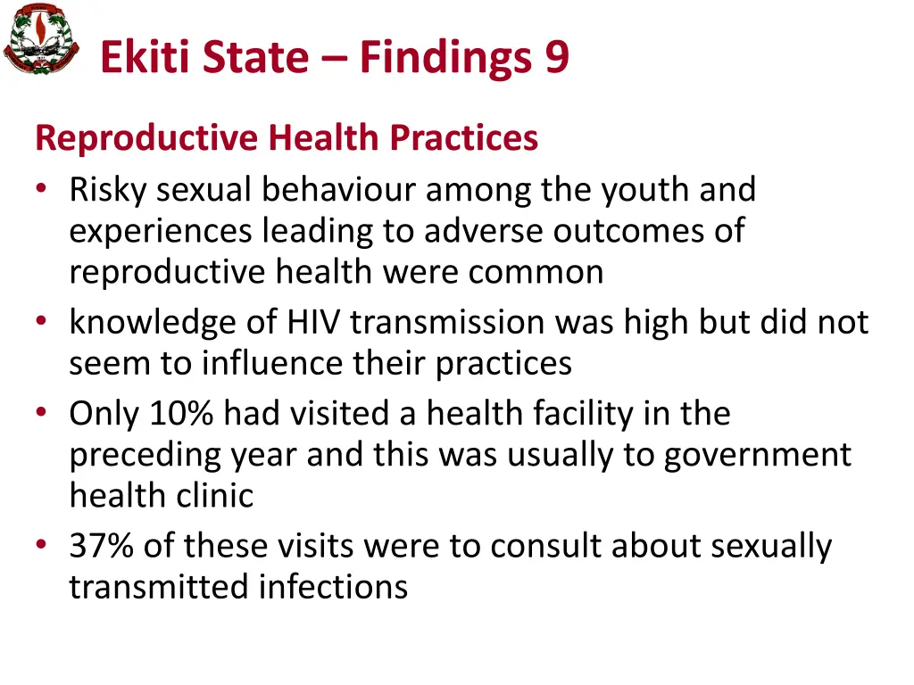 ekiti state findings 9