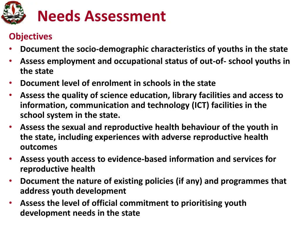 needs assessment