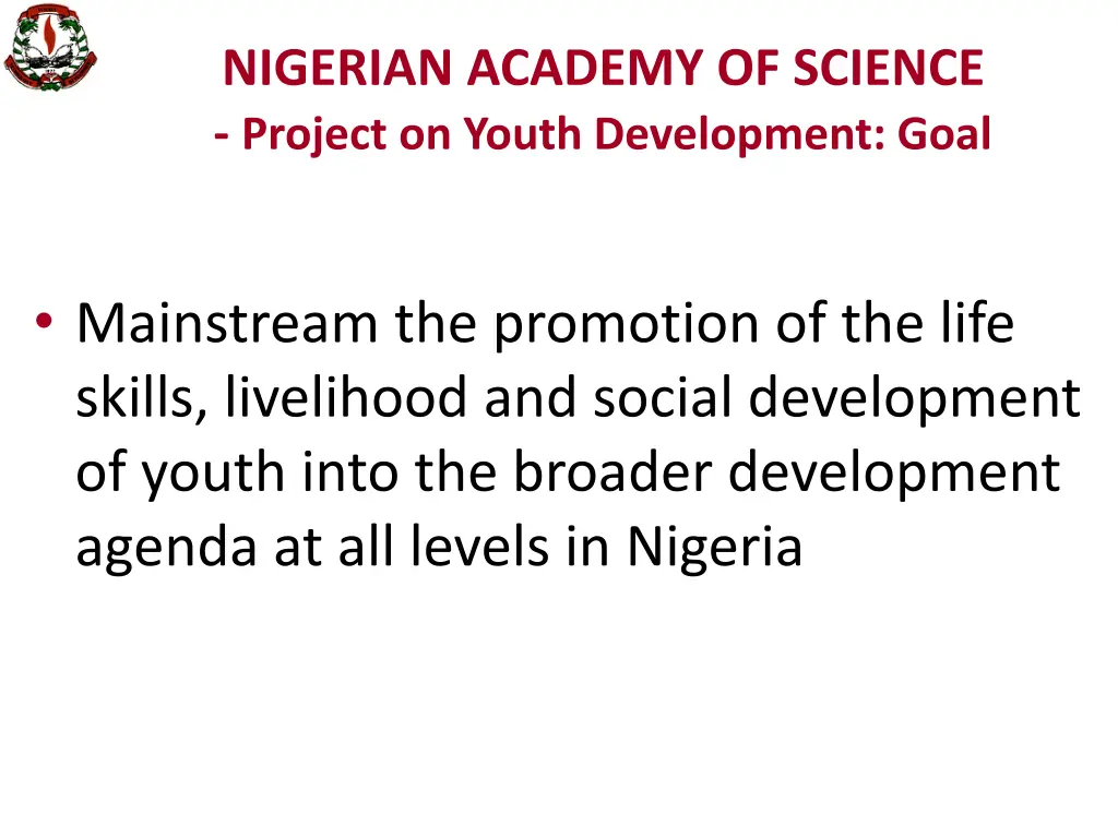 nigerian academy of science project on youth 1