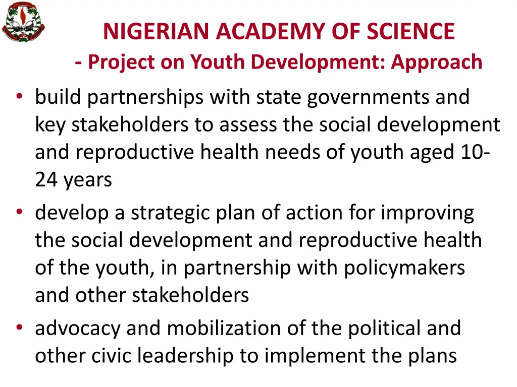 nigerian academy of science project on youth