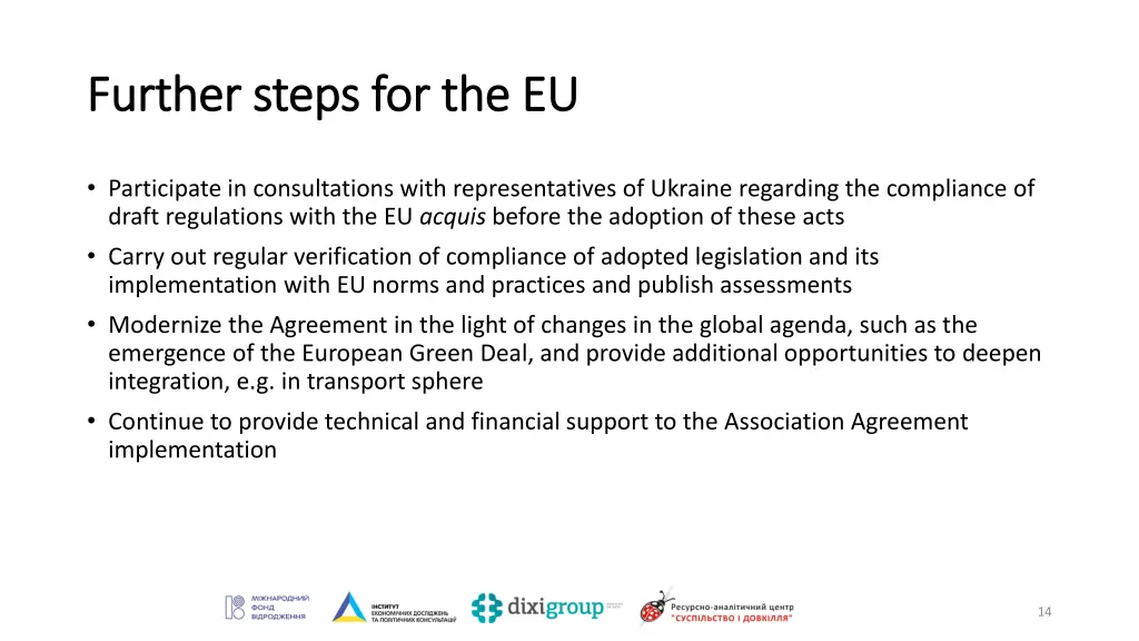 further steps for further steps for the eu