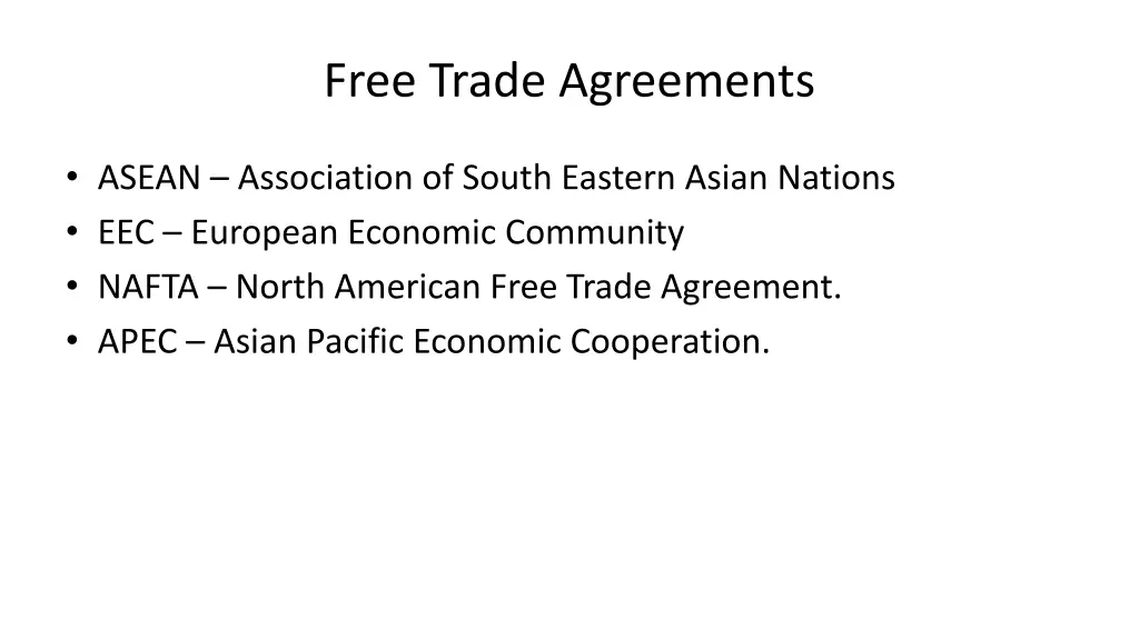 free trade agreements