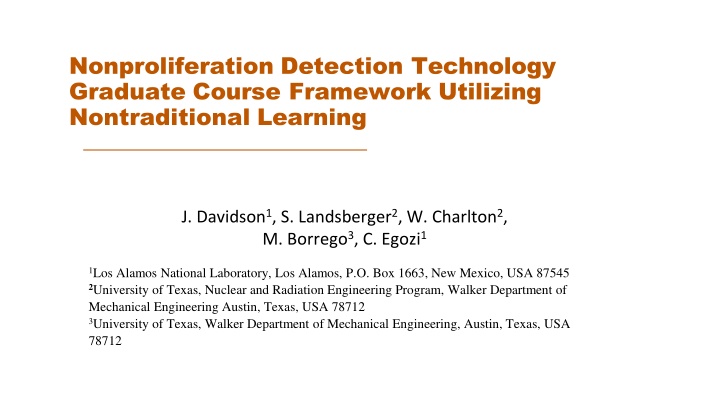nonproliferation detection technology graduate