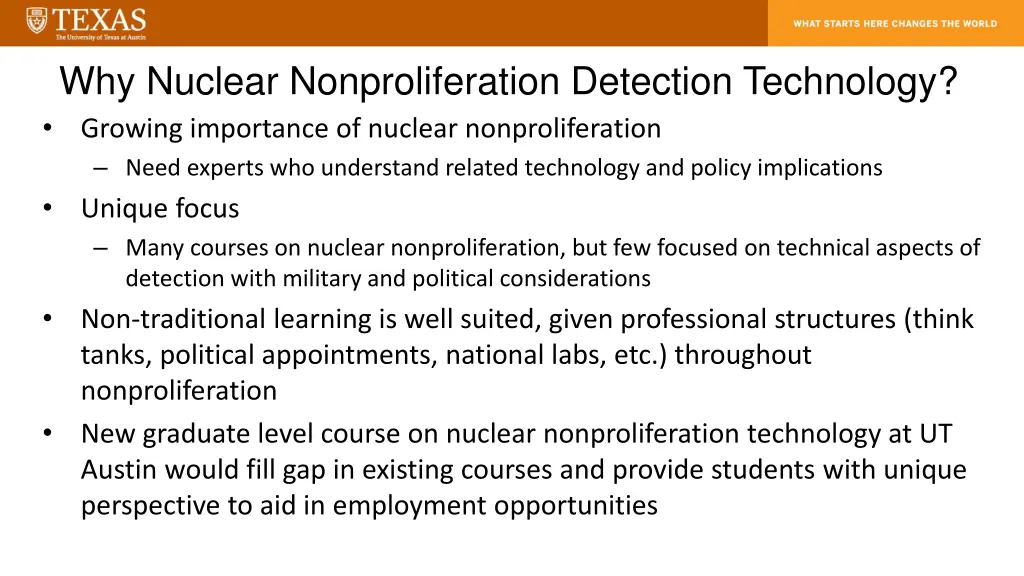 why nuclear nonproliferation detection technology