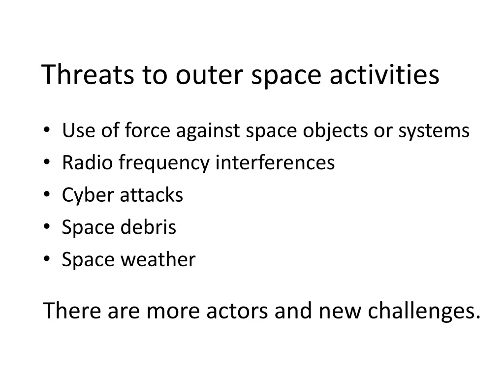 threats to outer space activities