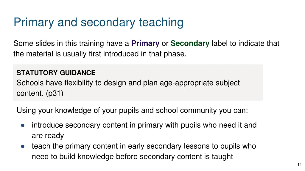 primary and secondary teaching