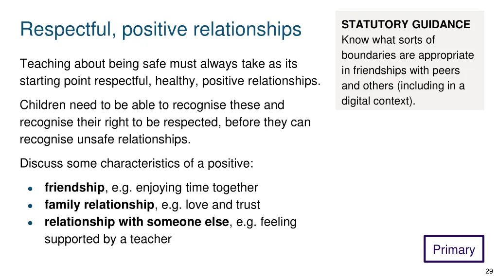 respectful positive relationships