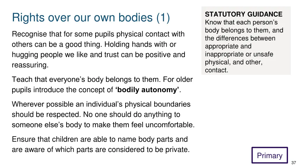 statutory guidance know that each person s body