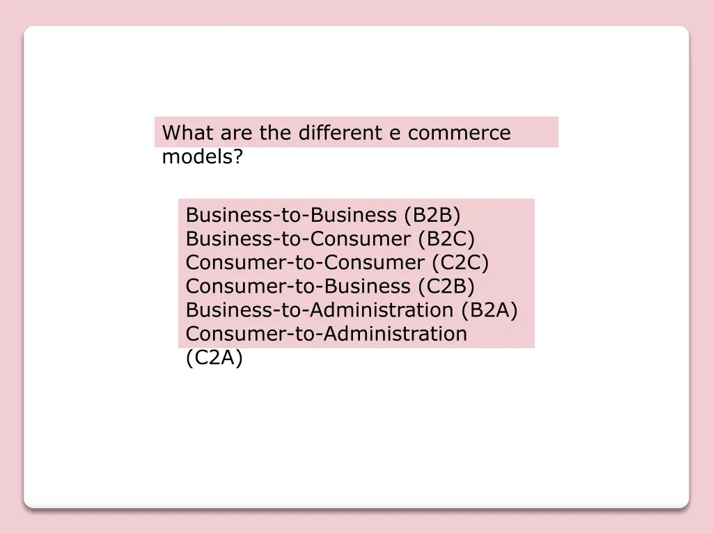 what are the different e commerce models