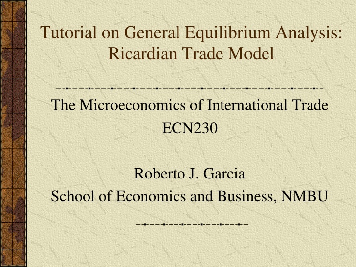 tutorial on general equilibrium analysis
