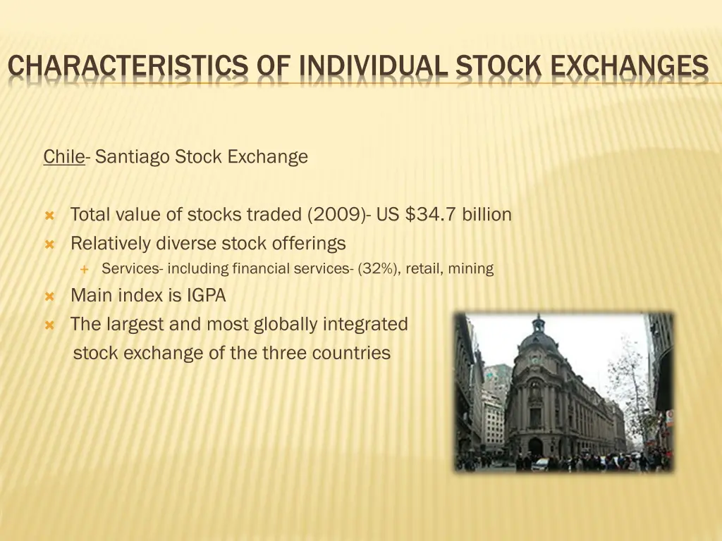 characteristics of individual stock exchanges 1