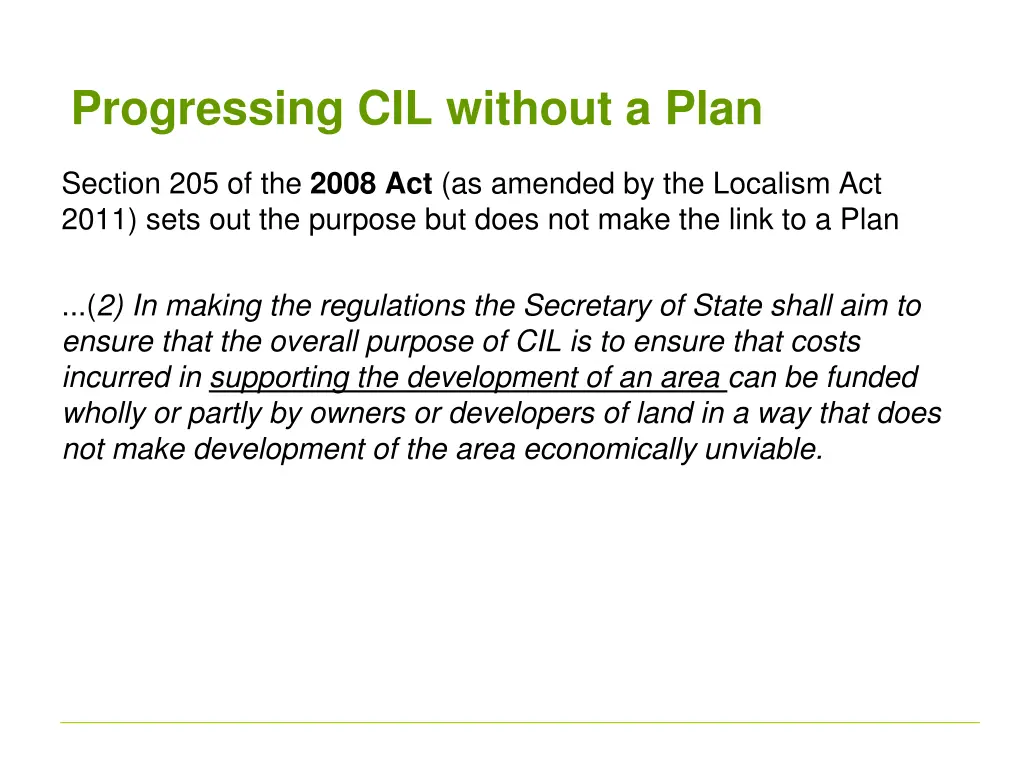 progressing cil without a plan 2