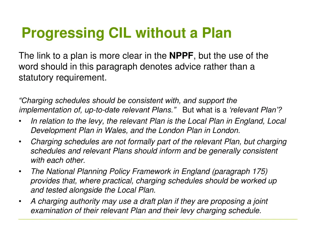 progressing cil without a plan 5