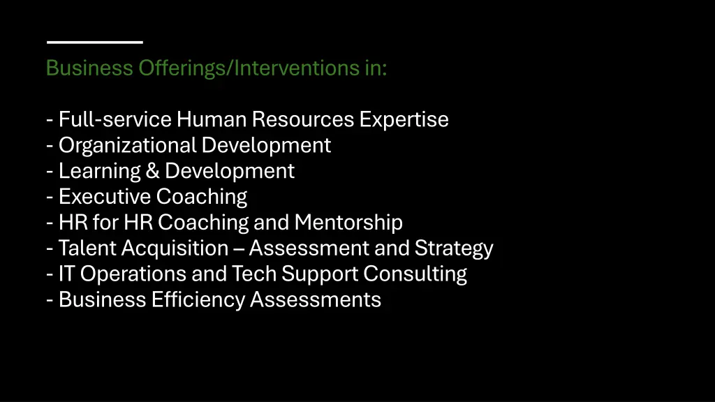 business offerings interventions in