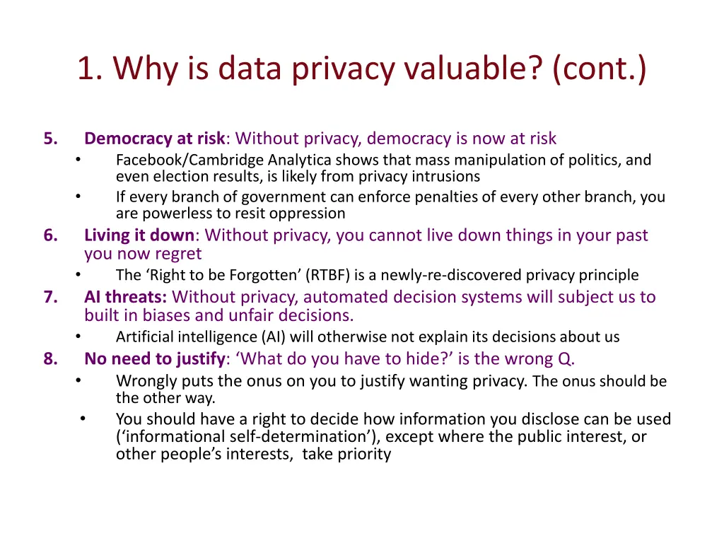 1 why is data privacy valuable cont