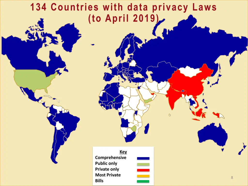 134 countries with data privacy laws to april 2019