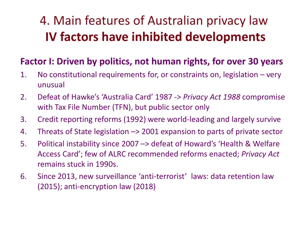 4 main features of australian privacy
