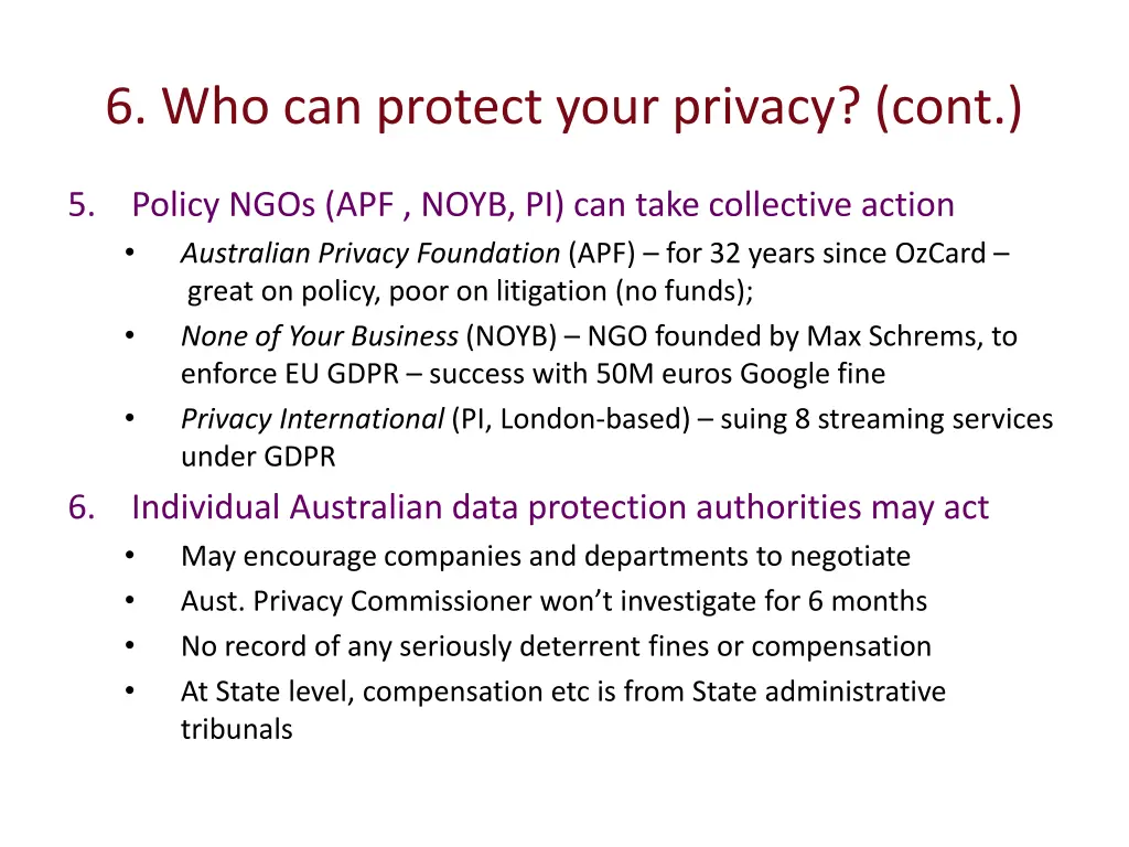 6 who can protect your privacy cont