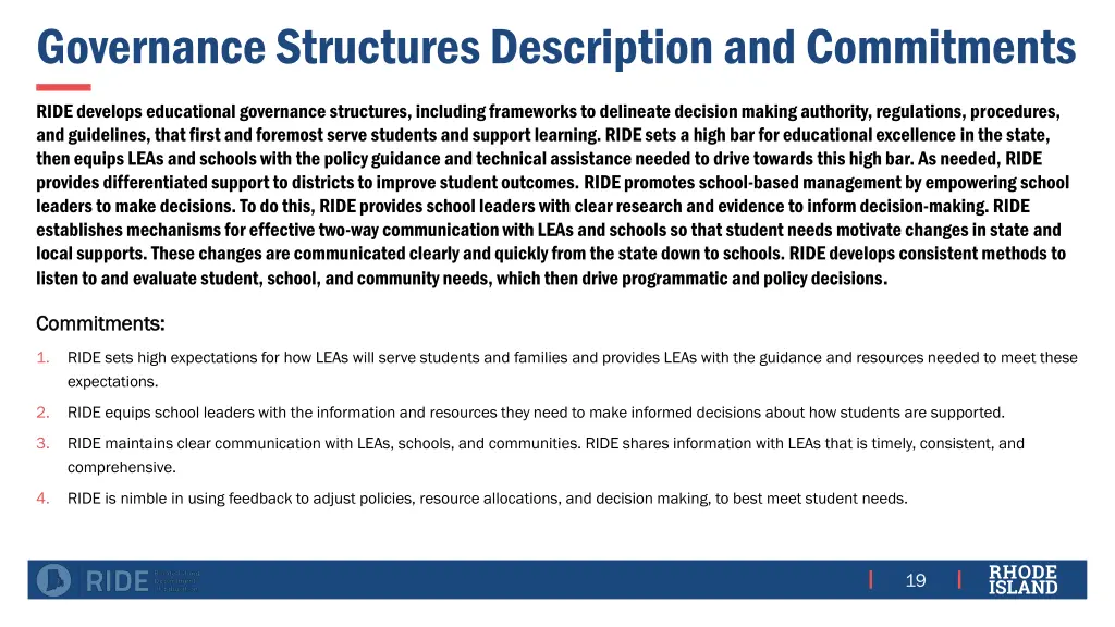 governance structures description and commitments
