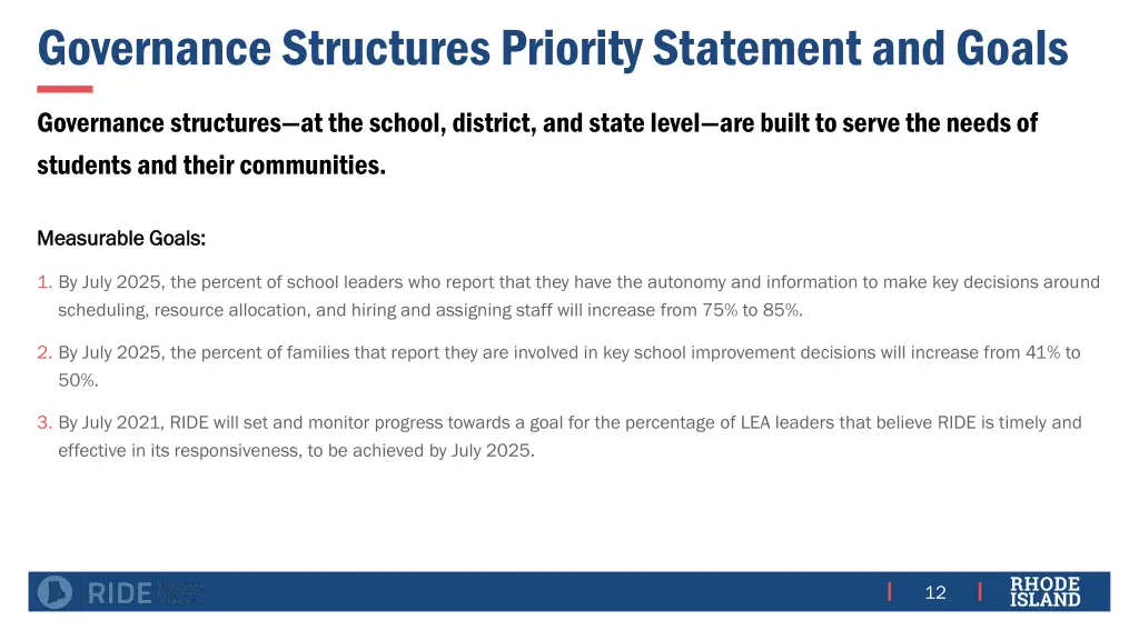 governance structures priority statement and goals