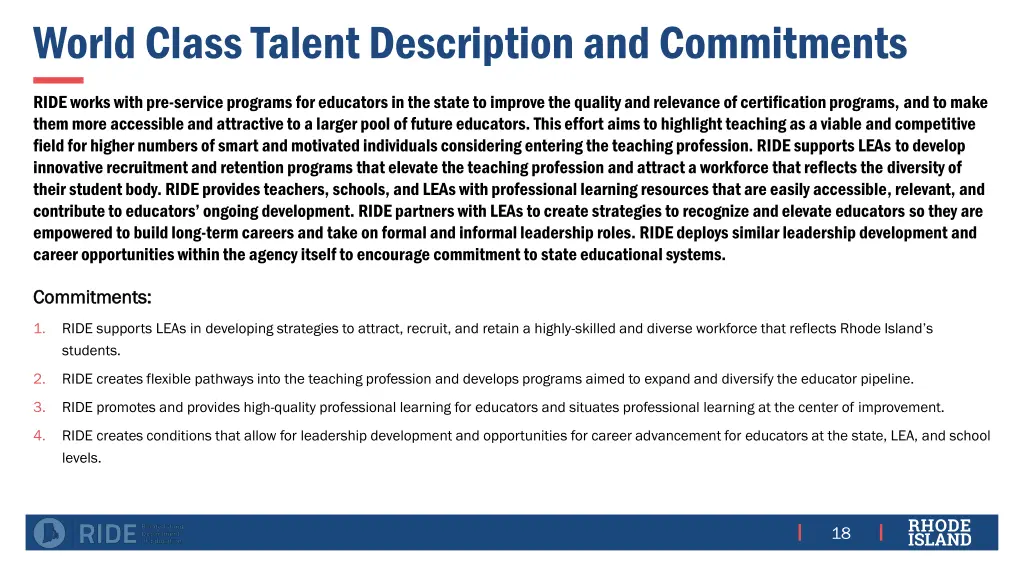 world class talent description and commitments