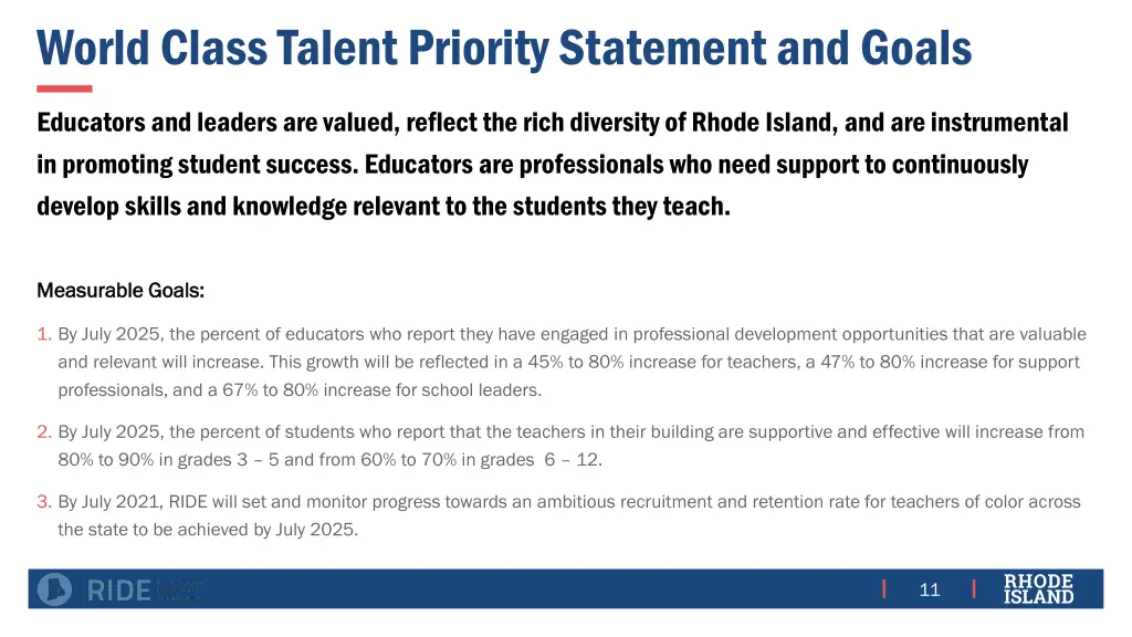 world class talent priority statement and goals